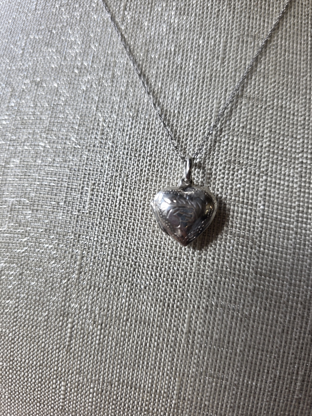 Vintage 925 Sterling Silver Ornate Puffy Heart Pendant Necklace 18” - Picture 2 of 14